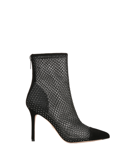 Veronica Beard | Lisa Rhinestone Mesh Bootie in Black Black