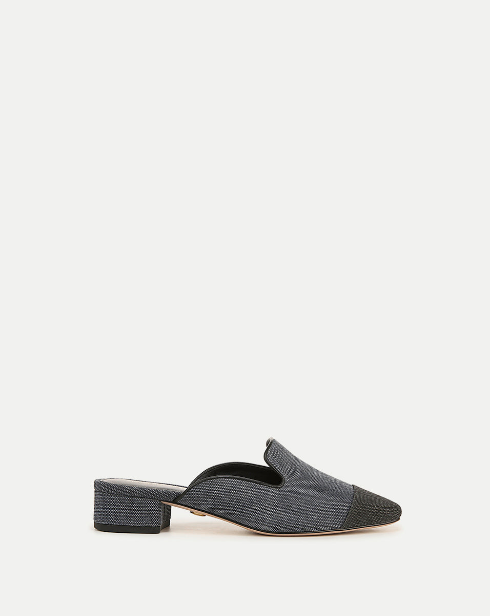 Veronica Beard | Cecile Denim Cap-Toe Mules Denim Blue/Black