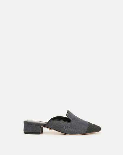 Veronica Beard | Cecile Denim Cap-Toe Mules Denim Blue/Black