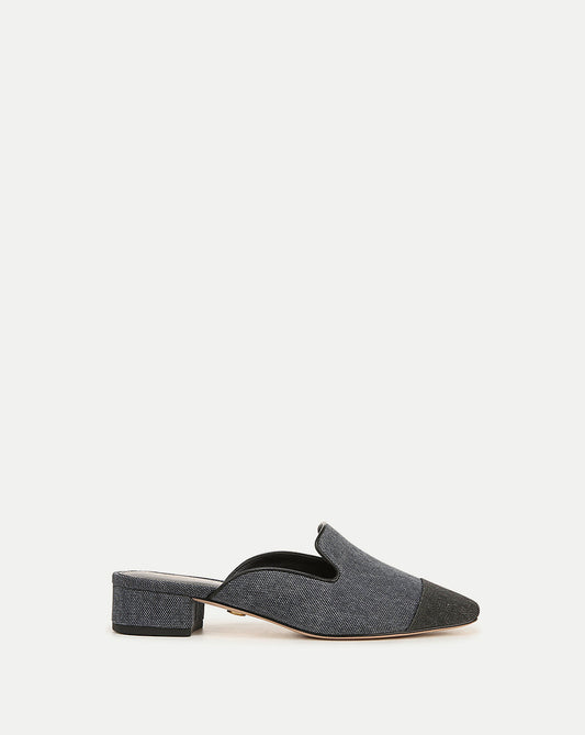Veronica Beard | Cecile Denim Cap-Toe Mules Denim Blue/Black
