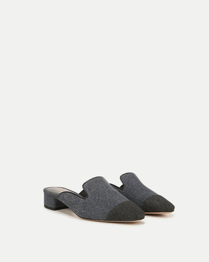 Veronica Beard | Cecile Denim Cap-Toe Mules Denim Blue/Black