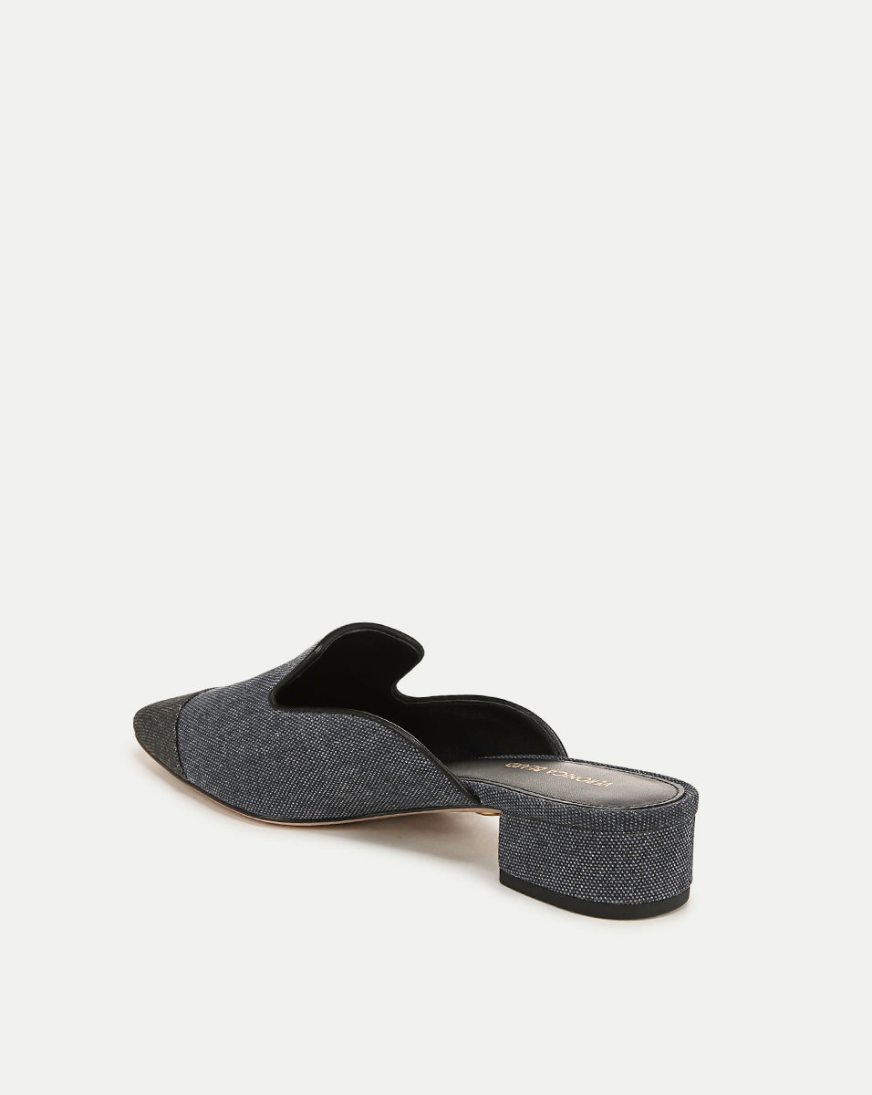 Veronica Beard | Cecile Denim Cap-Toe Mules Denim Blue/Black