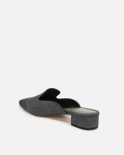 Veronica Beard | Cecile Denim Cap-Toe Mules Denim Blue/Black