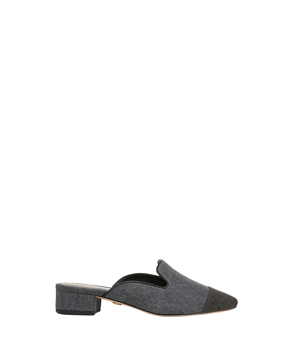 Veronica Beard | Cecile Denim Cap-Toe Mules Denim Blue/Black