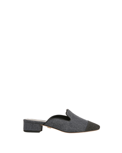 Veronica Beard | Cecile Denim Cap-Toe Mules Denim Blue/Black