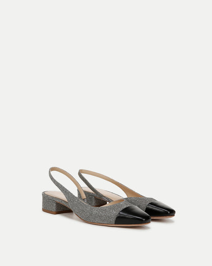 Veronica Beard | Cecile Lurex Cap-Toe Slingback in Silver/Black Silver Lurex/Black