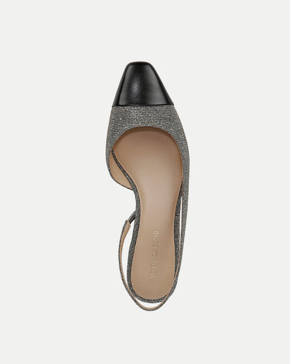 Veronica Beard | Cecile Lurex Cap-Toe Slingback in Silver/Black Silver Lurex/Black