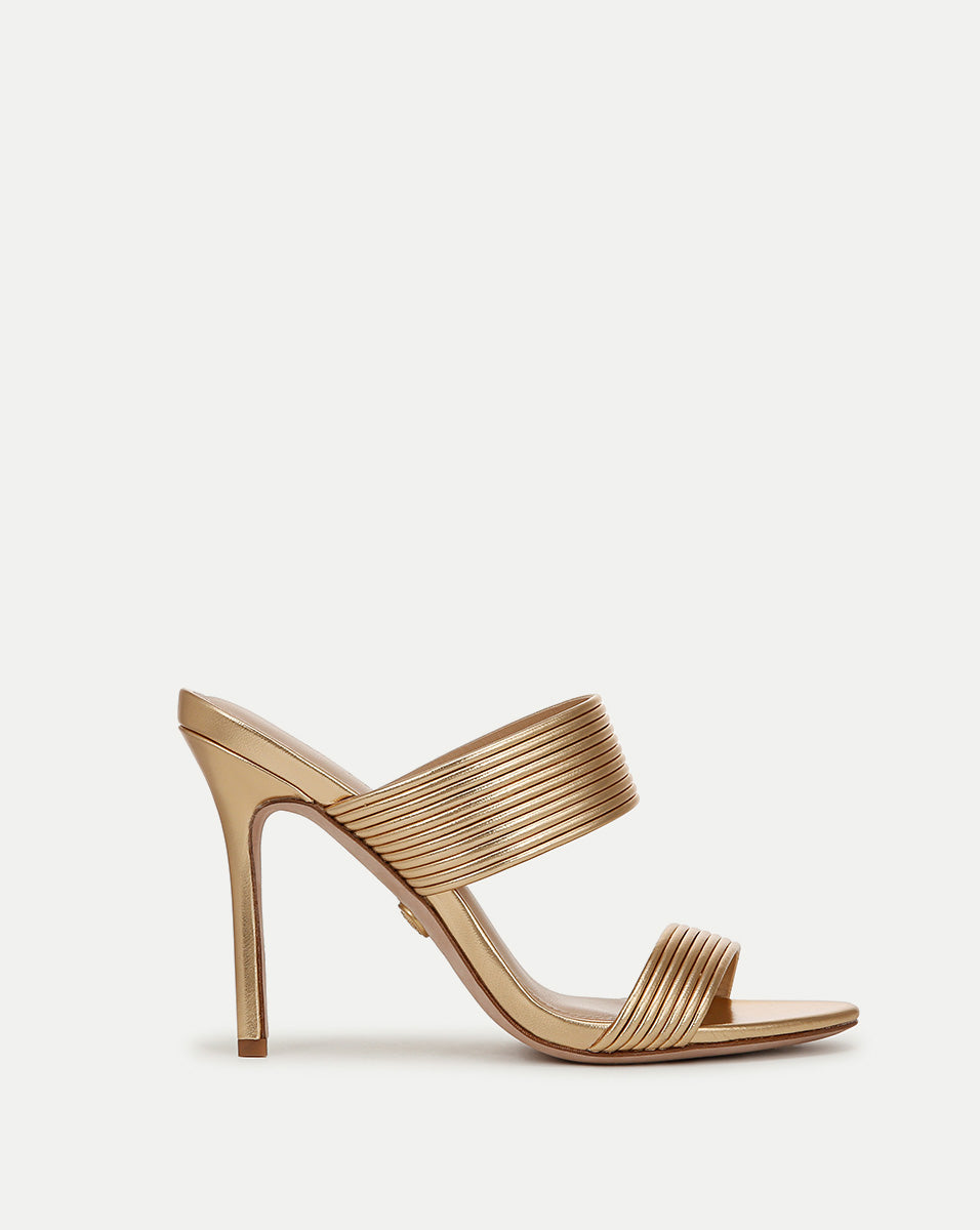 Veronica Beard | Asha Leather Sandal in Gold Gold