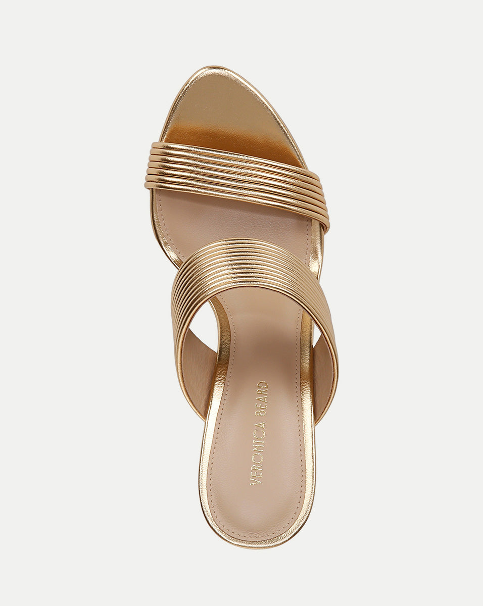 Veronica Beard | Asha Leather Sandal in Gold Gold