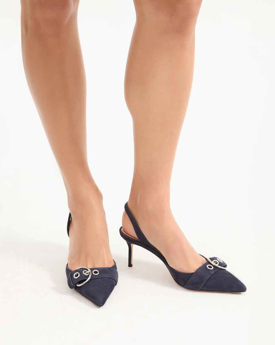 Veronica Beard | Roxy Suede Slingback Pump in Eclipse Eclipse