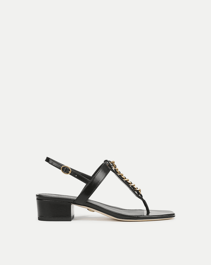 Veronica Beard | Andie Gold Chain-Link Heeled Sandal in Black Black