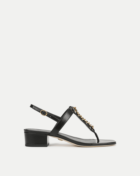 Veronica Beard | Andie Gold Chain-Link Heeled Sandal in Black Black