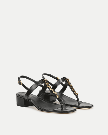 Veronica Beard | Andie Gold Chain-Link Heeled Sandal in Black Black