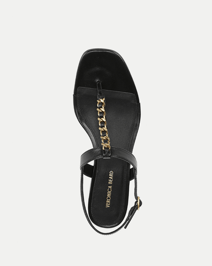 Veronica Beard | Andie Gold Chain-Link Heeled Sandal in Black Black