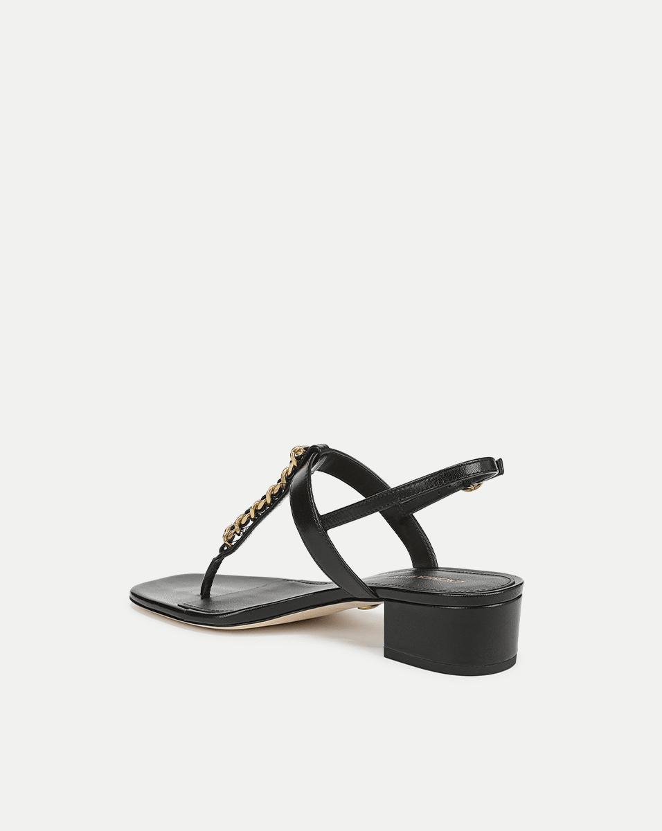 Veronica Beard | Andie Gold Chain-Link Heeled Sandal in Black Black