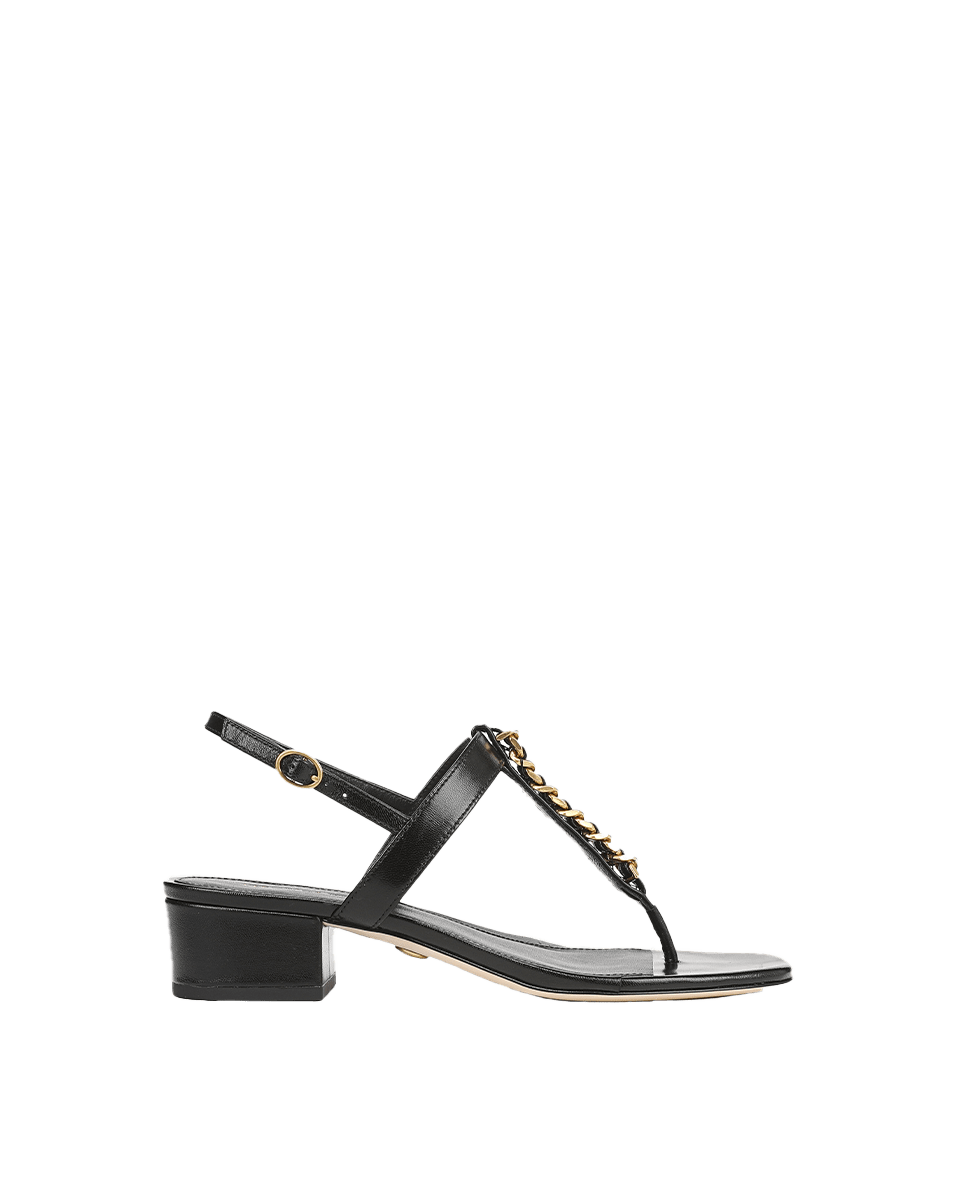 Veronica Beard | Andie Gold Chain-Link Heeled Sandal in Black Black