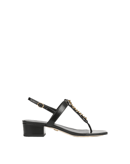 Veronica Beard | Andie Gold Chain-Link Heeled Sandal in Black Black