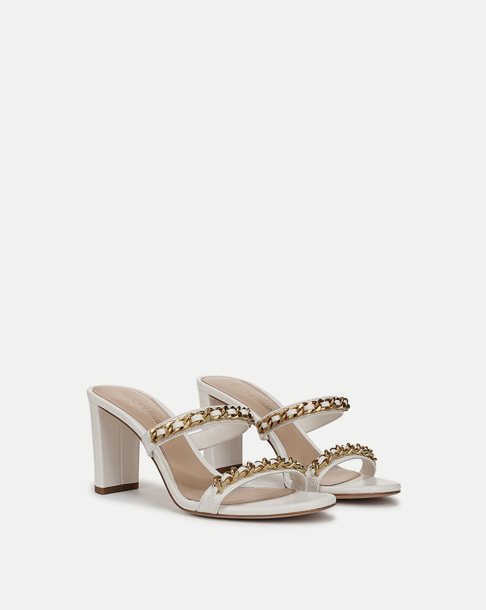 Veronica Beard | Gretchen Chain-Link Sandal in Parchment Parchment