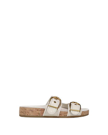Veronica Beard | Prue Croc-Embossed Buckle Sandal in White Parchment