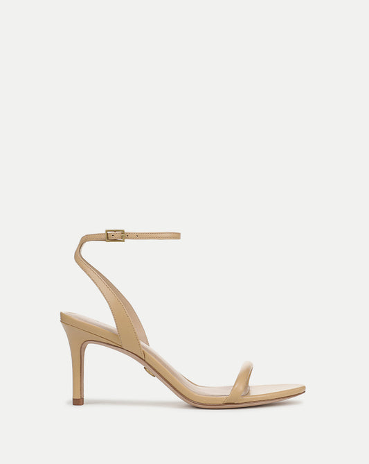 Veronica Beard | Sylvie Leather Ankle-Strap Stiletto Sandal in Nude Wheat