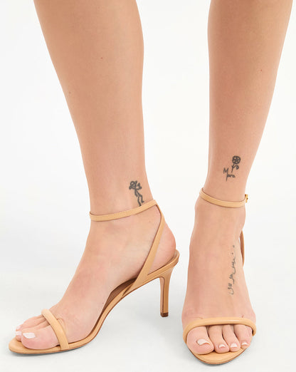 Veronica Beard | Sylvie Leather Ankle-Strap Stiletto Sandal in Nude Wheat