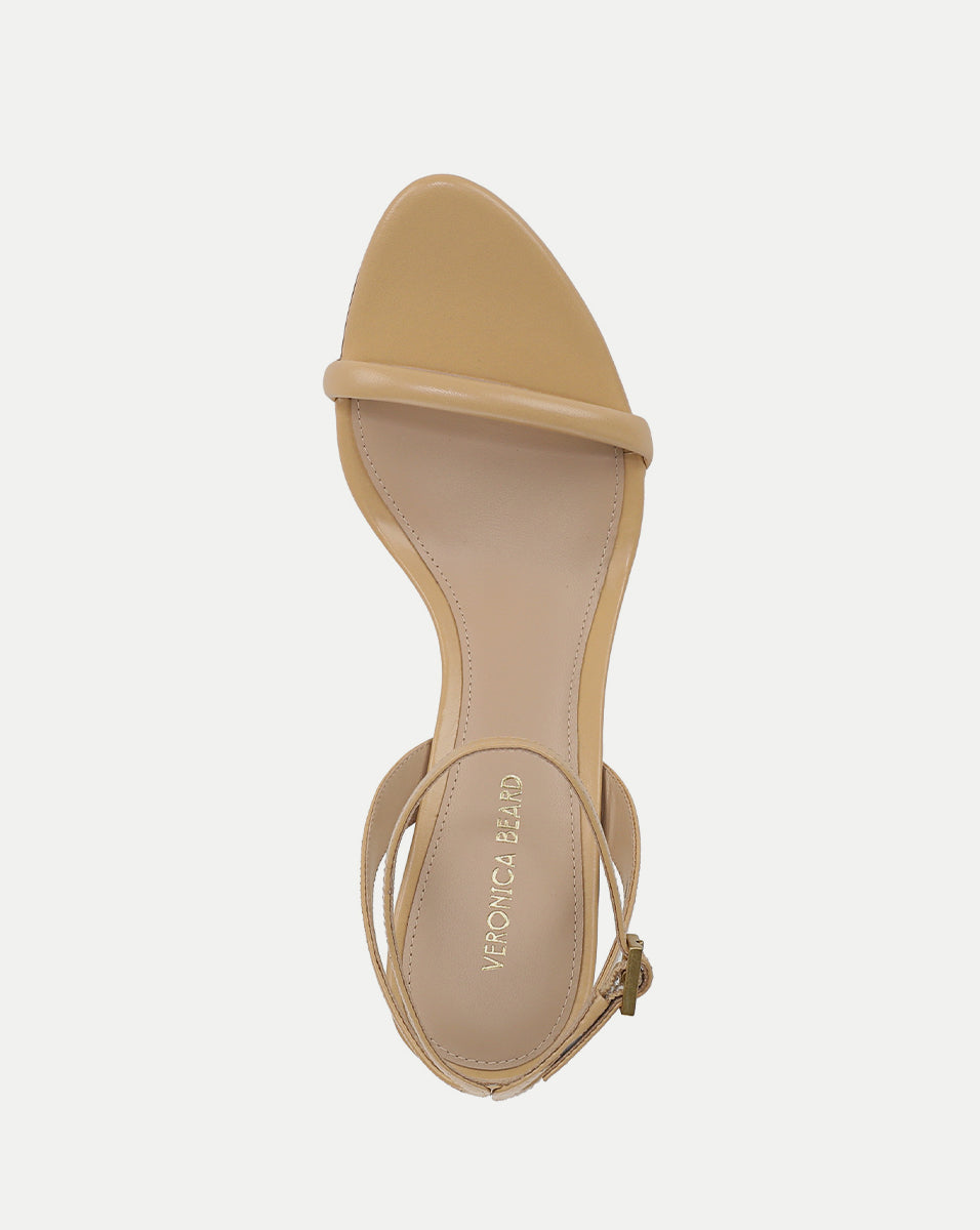 Veronica Beard | Sylvie Leather Ankle-Strap Stiletto Sandal in Nude Wheat