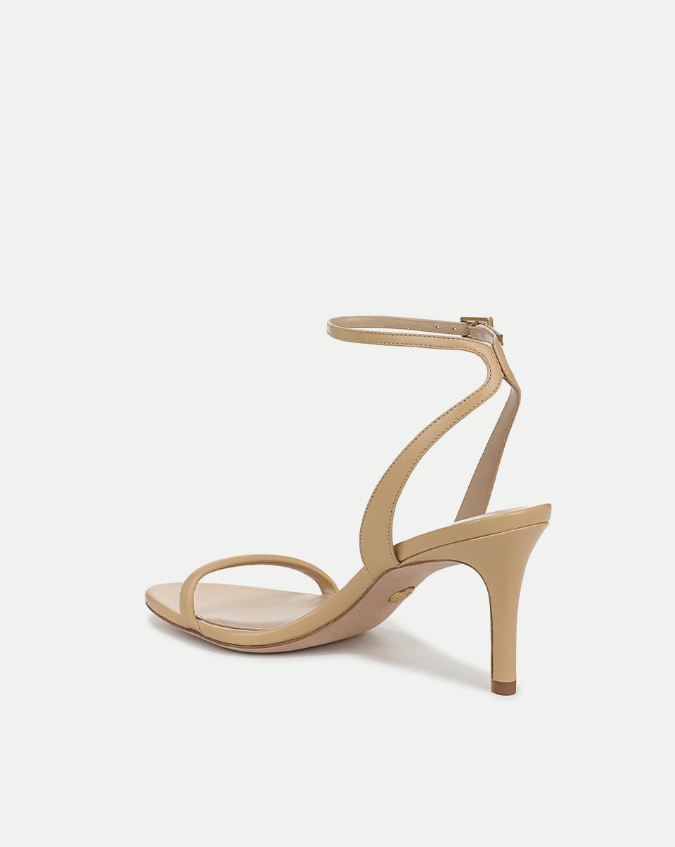 Veronica Beard | Sylvie Leather Ankle-Strap Stiletto Sandal in Nude Wheat