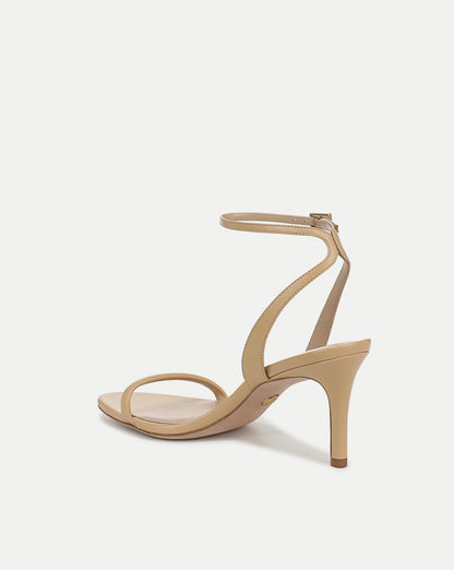 Veronica Beard | Sylvie Leather Ankle-Strap Stiletto Sandal in Nude Wheat