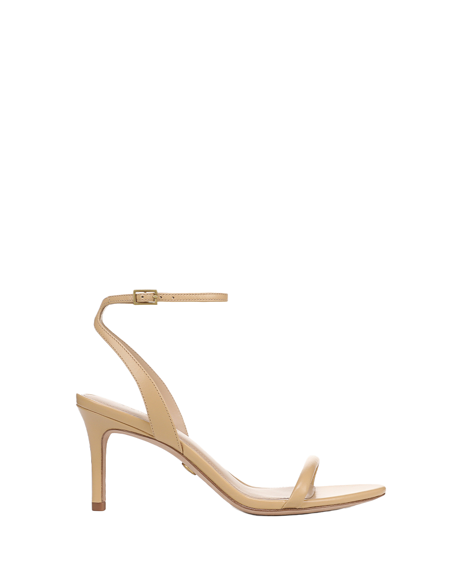 Veronica Beard | Sylvie Leather Ankle-Strap Stiletto Sandal in Nude Wheat