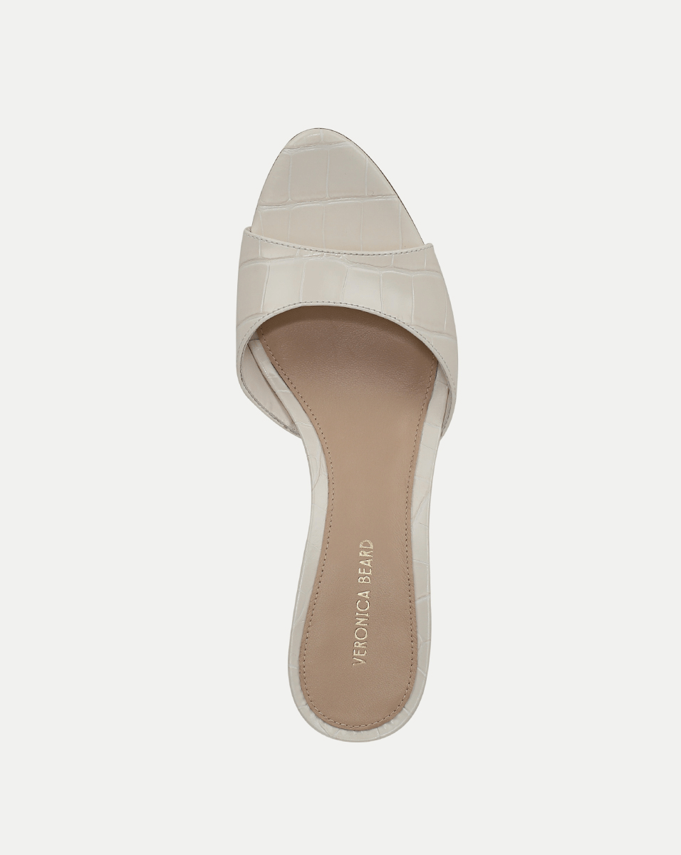 Veronica Beard | Tia Croc-Embossed Kitten Heel in White Parchment