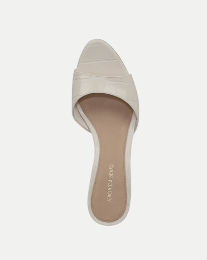 Veronica Beard | Tia Croc-Embossed Kitten Heel in White Parchment