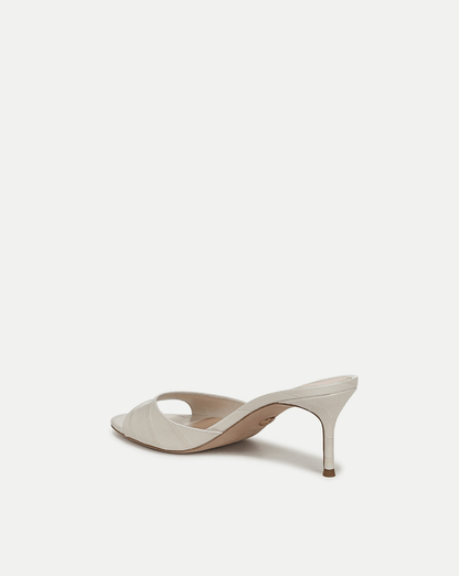 Veronica Beard | Tia Croc-Embossed Kitten Heel in White Parchment