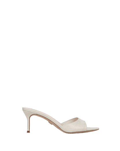 Veronica Beard | Tia Croc-Embossed Kitten Heel in White Parchment