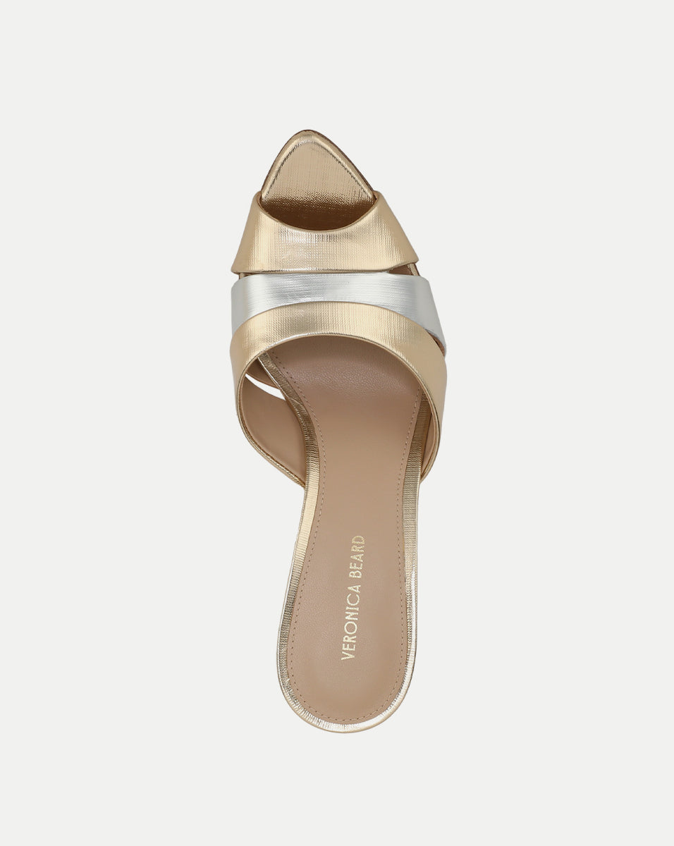 Veronica Beard | Cassiel Metallic Slide Sandal in Gold & Silver Gold/Silver
