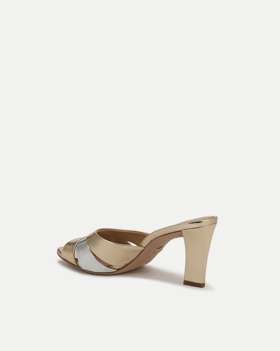Veronica Beard | Cassiel Metallic Slide Sandal in Gold & Silver Gold/Silver