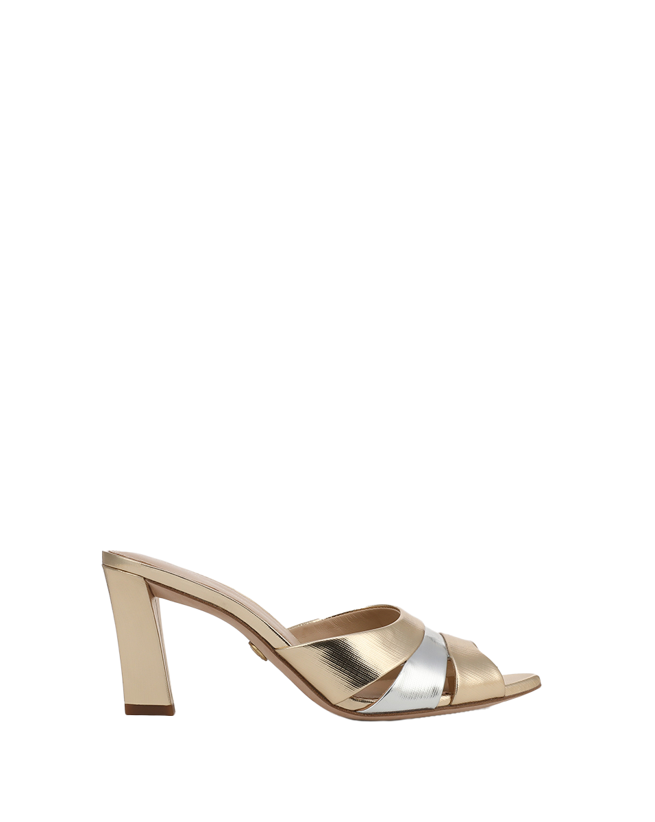 Veronica Beard | Cassiel Metallic Slide Sandal in Gold & Silver Gold/Silver