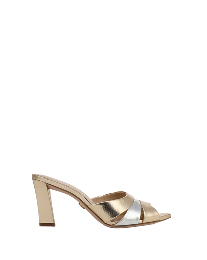 Veronica Beard | Cassiel Metallic Slide Sandal in Gold & Silver Gold/Silver