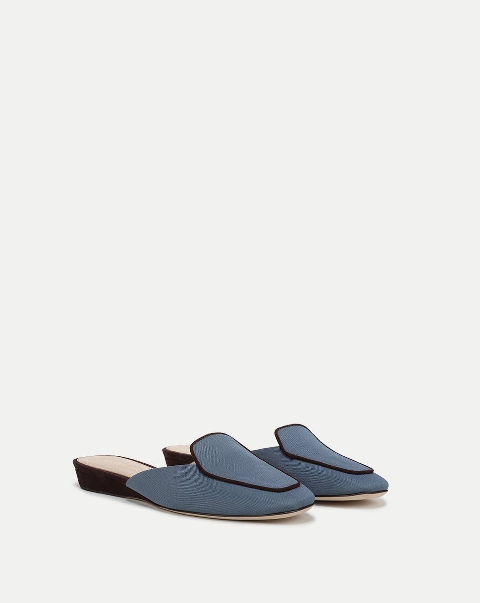 Veronica Beard | Moritz Loafer Mule in Blue & Brown Lake/Raisin Blue Lake/Raisin
