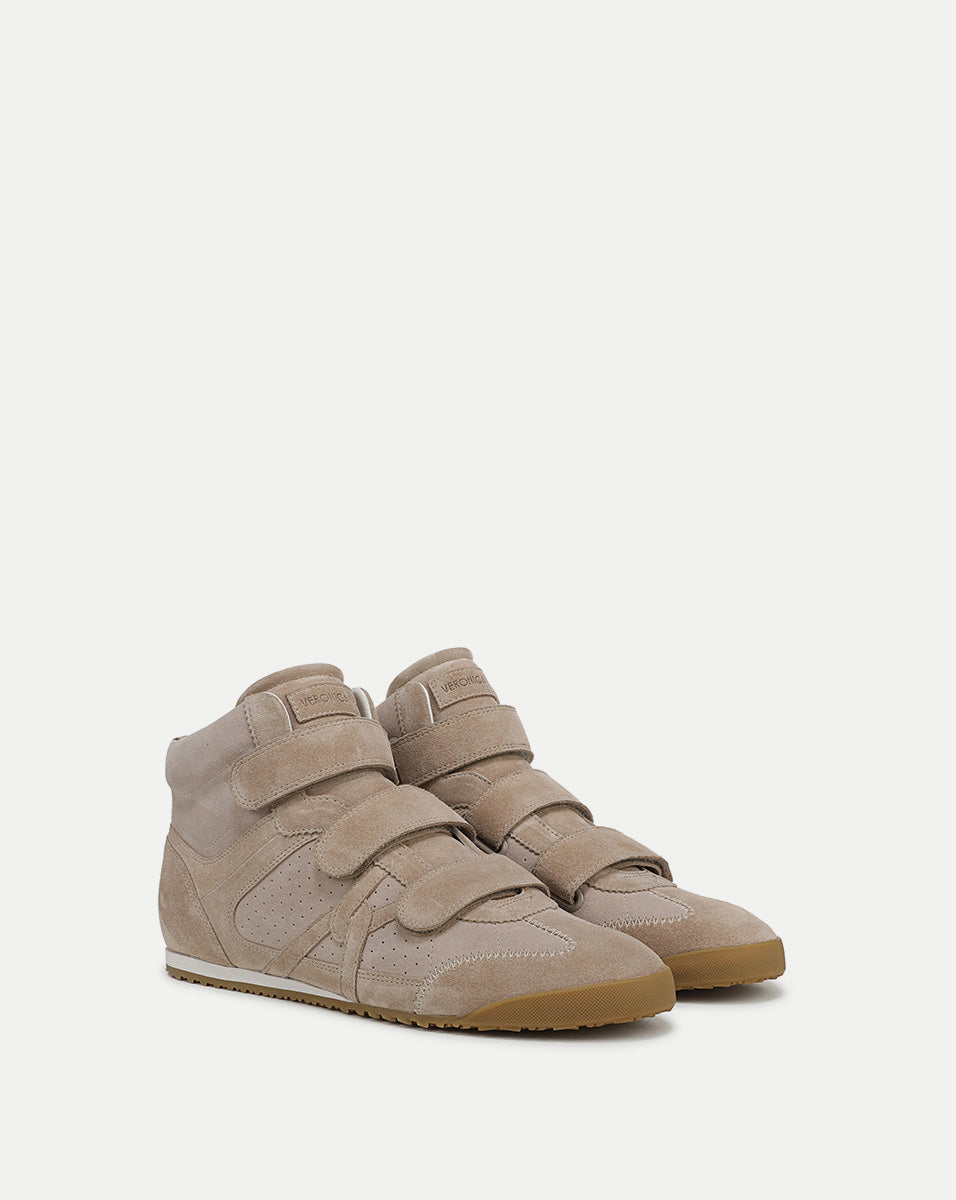 Veronica Beard | Nima High-Top Velcro Sneaker in Sand Beige Sand