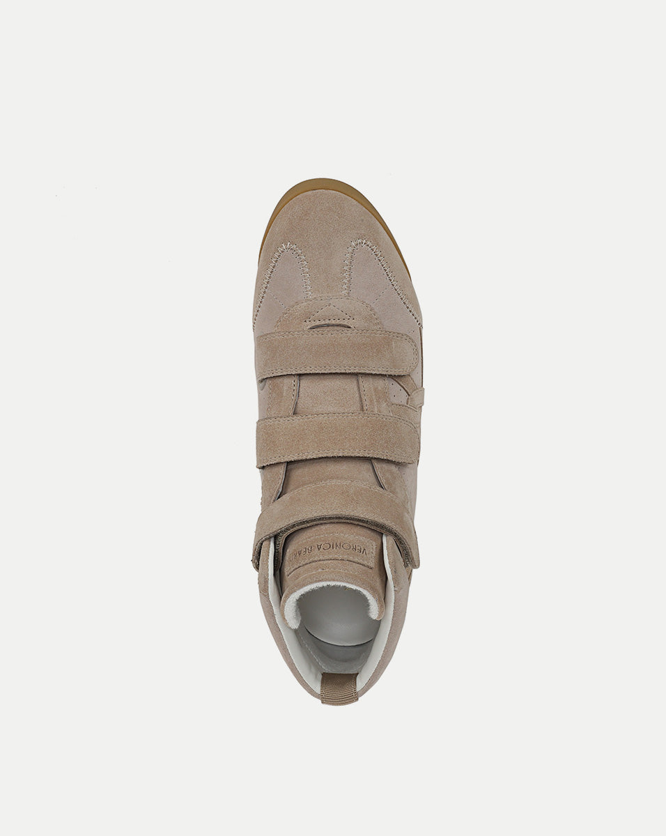 Veronica Beard | Nima High-Top Velcro Sneaker in Sand Beige Sand