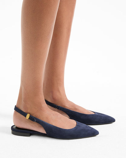 Veronica Beard | Shina Slingback Flat in Navy Navy