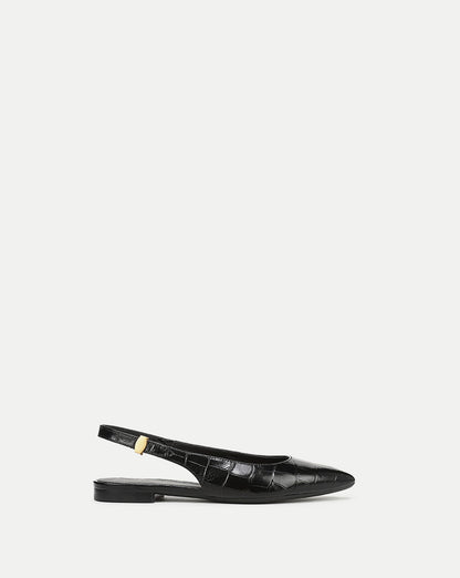 Veronica Beard | Shina Slingback Flat in Black Croc Black