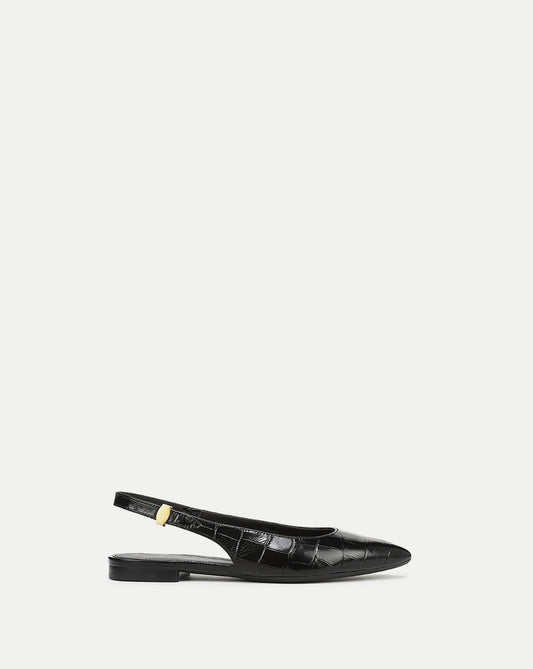 Veronica Beard | Shina Slingback Flat in Black Croc Black
