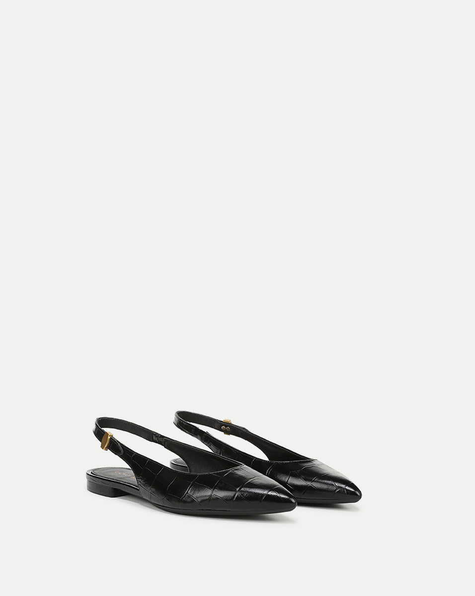 Veronica Beard | Shina Slingback Flat in Black Croc Black