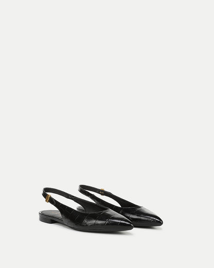 Veronica Beard | Shina Slingback Flat in Black Croc Black