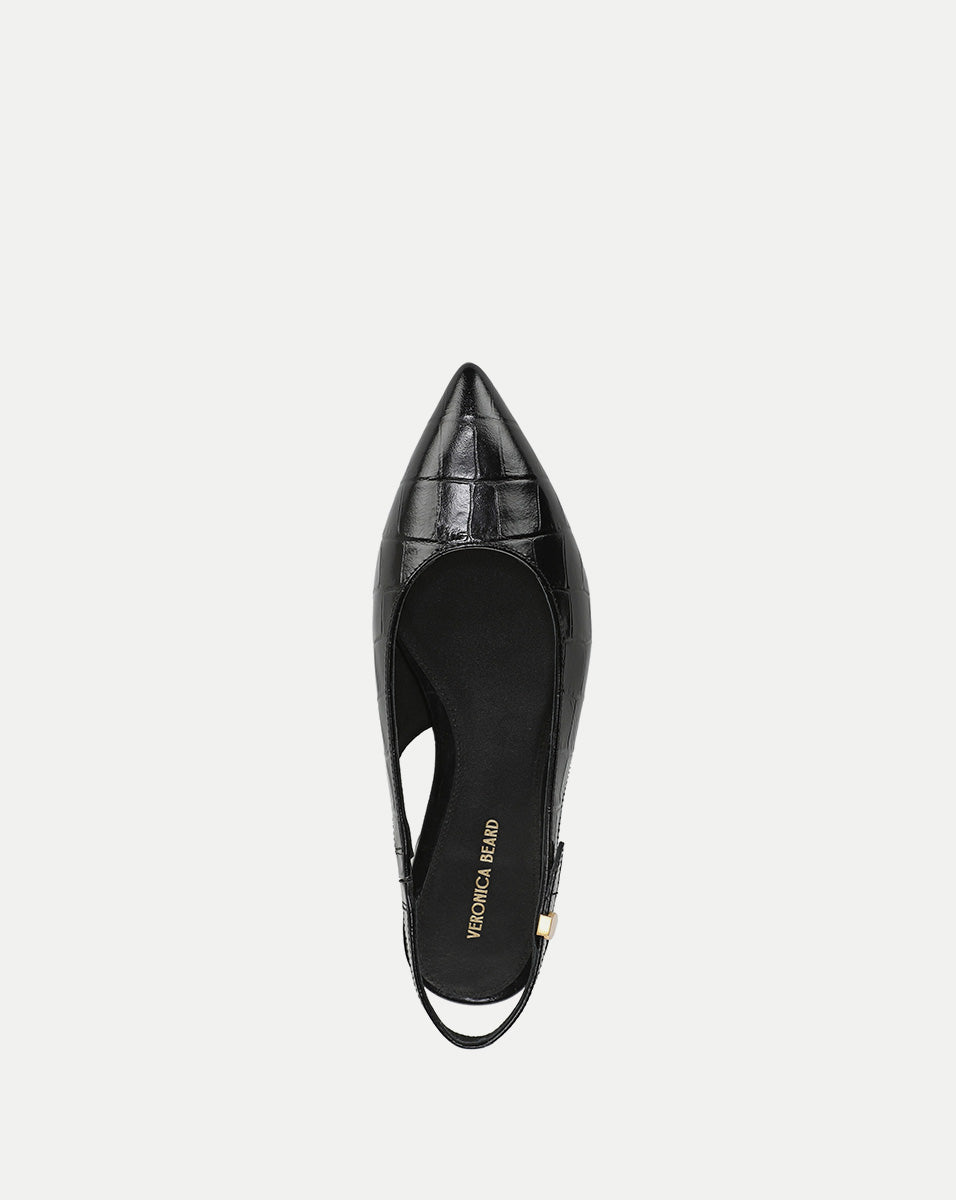 Veronica Beard | Shina Slingback Flat in Black Croc Black
