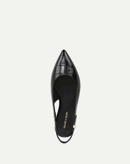 Veronica Beard | Shina Slingback Flat in Black Croc Black