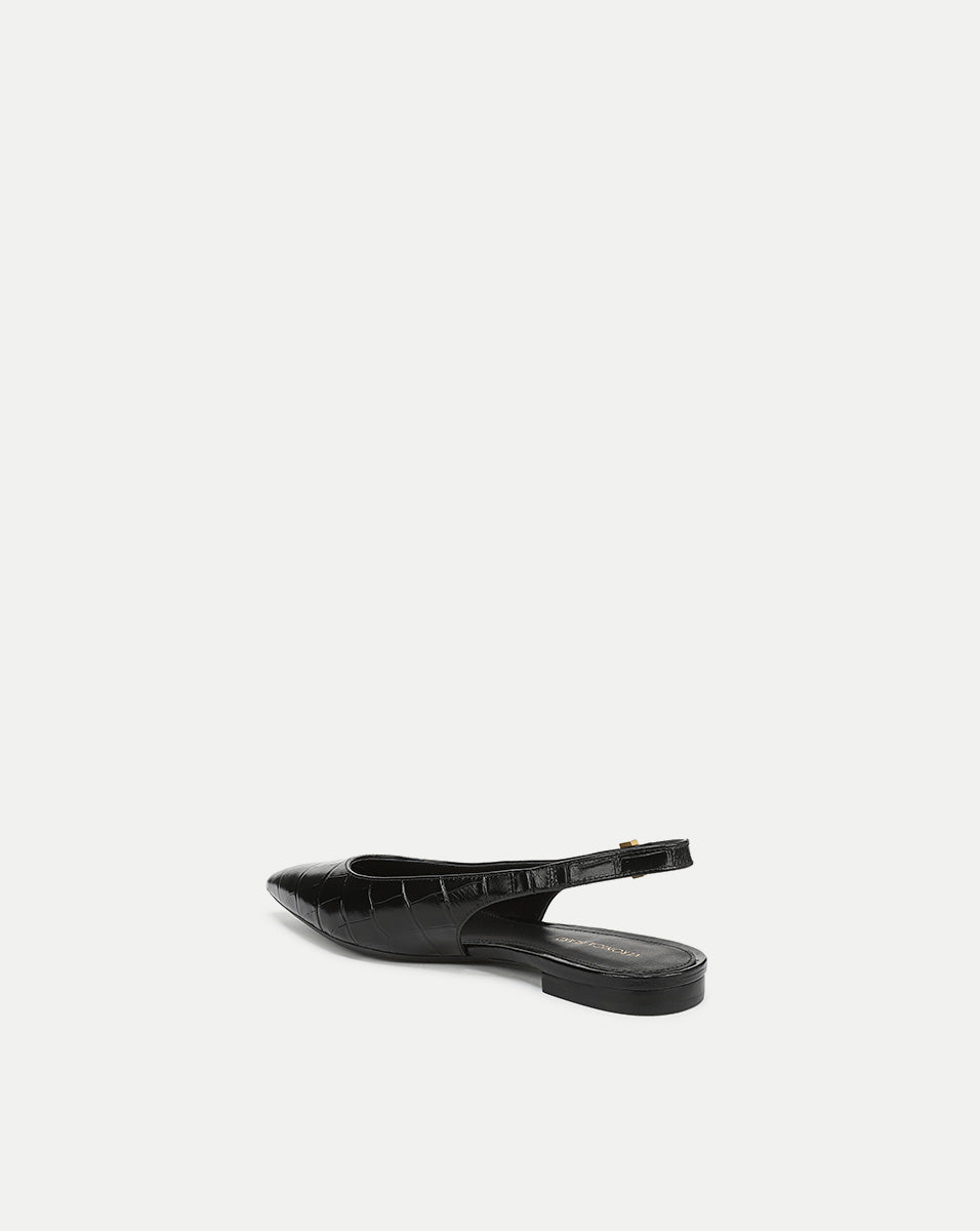 Veronica Beard | Shina Slingback Flat in Black Croc Black