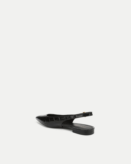 Veronica Beard | Shina Slingback Flat in Black Croc Black