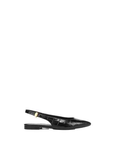 Veronica Beard | Shina Slingback Flat in Black Croc Black